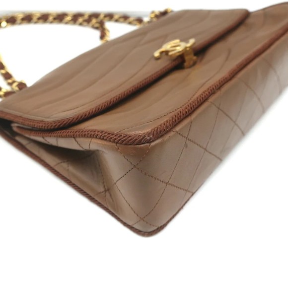 Vintage Chanel 2.55 CC Shoulder Bag Brown Rope-Trim Wavy Stitch Leather - Picture 8 of 12